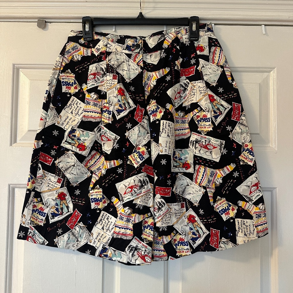 Vintage Eagle's Eye Women's 100% Cotton All Over Print Ski Pattern Shorts Sz 14